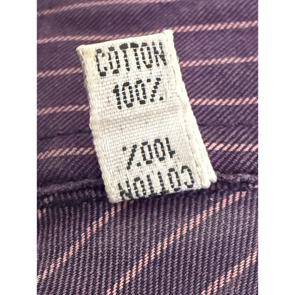 Duncan Quinn Striped Purple Button Down Shirt Cotton Silk Blend Size 17 - Picture 6 of 7